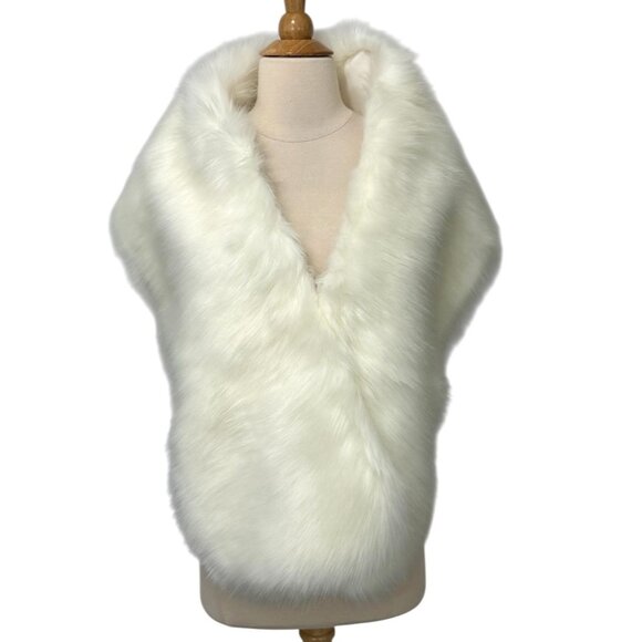 Tulip Bridal NWT Faux Fur Wrap Stole Ivory 12"W x 65"L Winter Wedding Size S - Picture 5 of 13